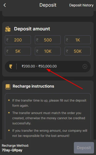 Enter the amount to deposit